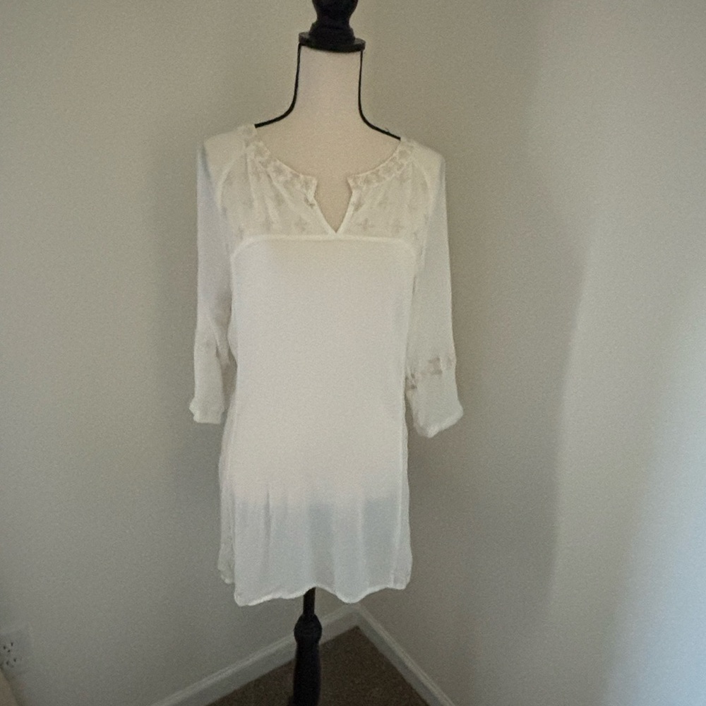 Swell Cream Coverup with Embroidered Details